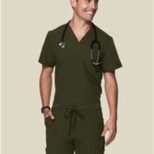 NWT Mandala Mens Plus size Dark Green Scrub 3 piece Set